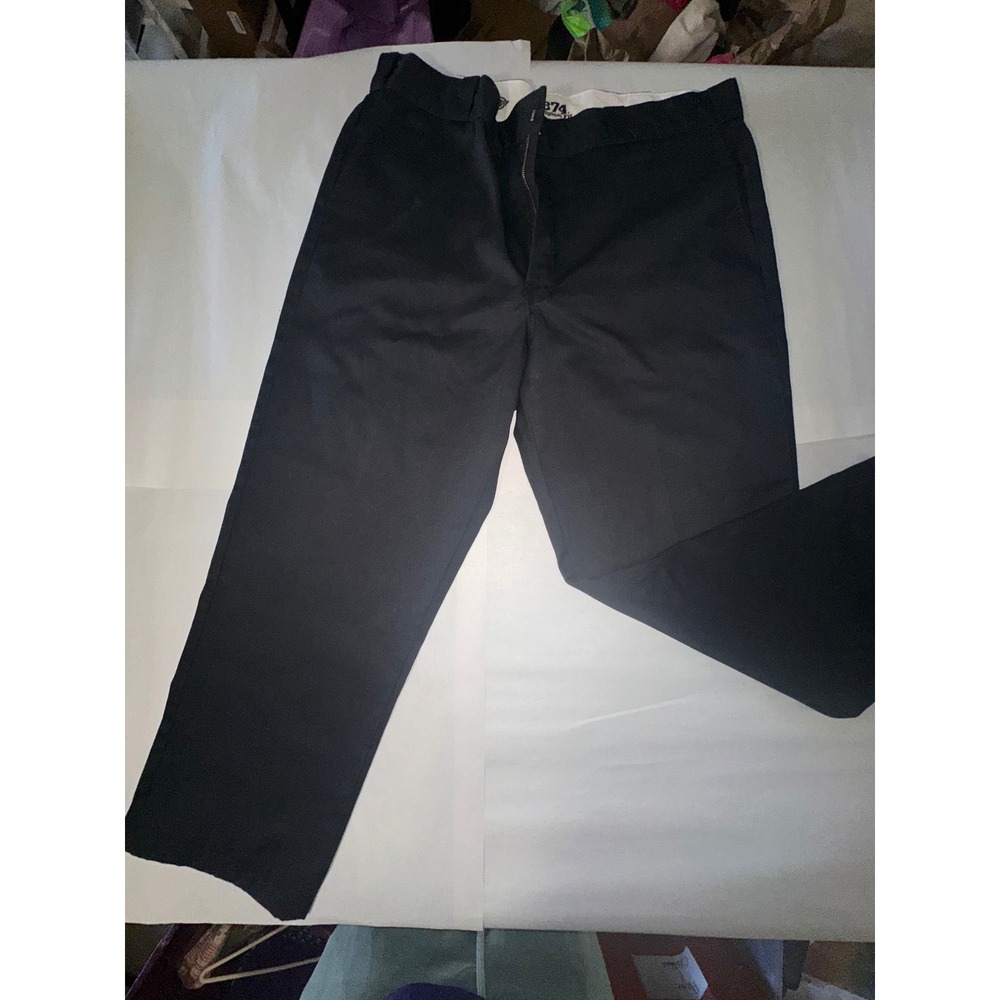 Dickies 874 Original Fit Black Work Pants Mens 42x30 Straight Leg Twill Trousers